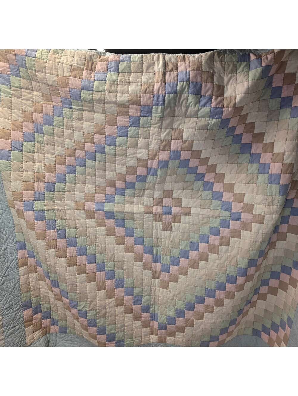 Q31 Vintage Handstitched Trip Around the World Geometric Pattern 84 x 86 Approx